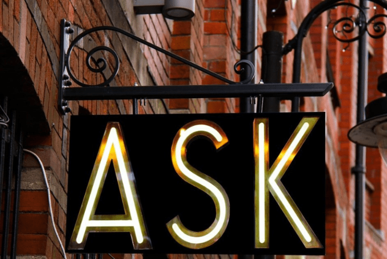 ASK lighted sign